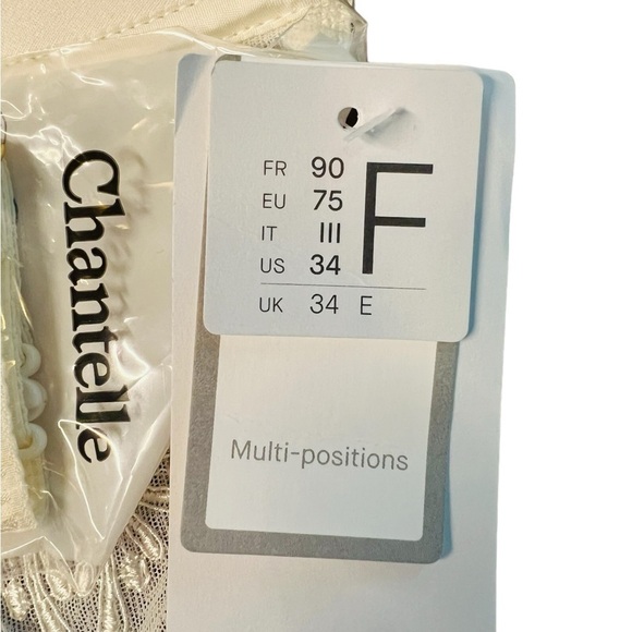 CHANTELLE IVORY MULTI-POSITION BRA SIZE 34F PRETTY LACE ON STRAPS NWT - Picture 6 of 12